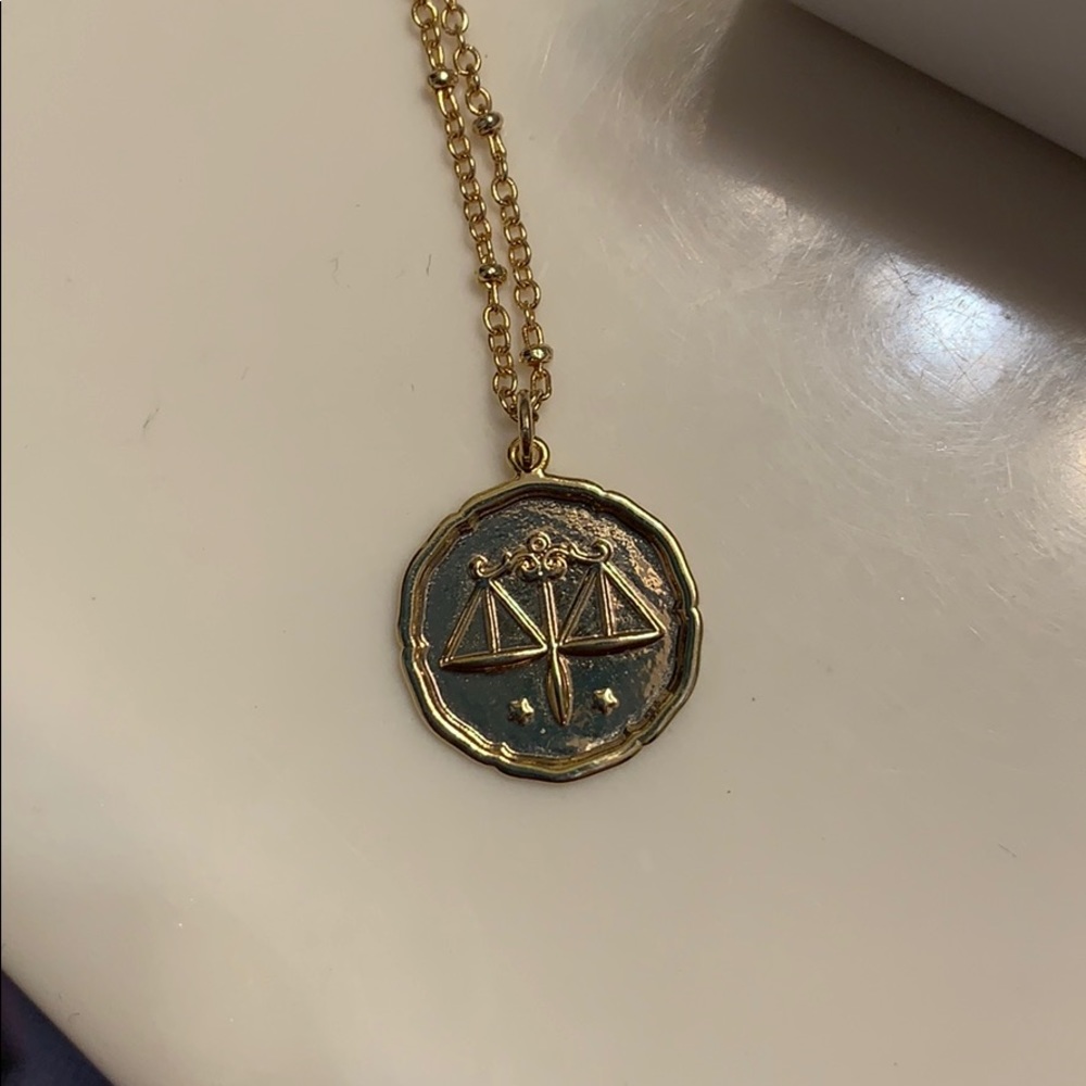 Zodiac sign gold necklace- libra